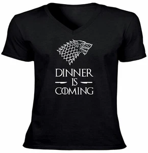 Dinner is Coming Quote Vneck Shirt Tee T-Shirt Gift Graphic Funny Tee Sarcastic - Picture 1 of 11