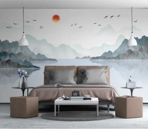 3D Mountain Lake ZHU9190 Wallpaper Wall Mural Removable Self-adhesive Zoe - Picture 1 of 5