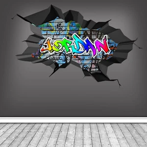 3D Graffiti Name Custom Personalized Vinyl Wall Sticker DIY Room Decorations - Picture 1 of 5
