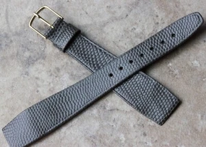 Grau 20mm Eidechsenmuster Echtleder Vintage Uhrenarmband Open-End Strap NOS - Bild 1 von 3