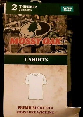 Pk. of 2 Mossy Oak Men's T-Shirts Camo/Black Moisture Wicking - Hunting XL NEW - Image 1 of 2