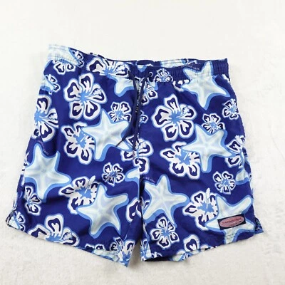 Vineyard Vines Swim Trunks Men's Small  Blue Floral Starfish Board Shorts - Image 1 of 4