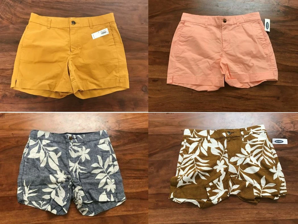 Pantalones Cortos Old Azul Marino Mezcla Lino Algodón Tropical Cambray Azul Marrón Amarillo Naranja 4 Foto 1 de 1