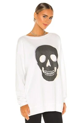 Sudadera Wildfox Couture de gran tamaño con calavera brillante Roadtrip blanca manga larga talla XL Foto 1 de 4