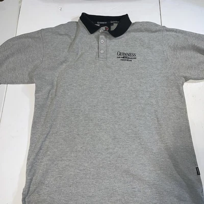 Polo Oficial Guinness and Company Gris/Negro Para Hombre XL, funciona más pequeño #354 Foto 1 de 4