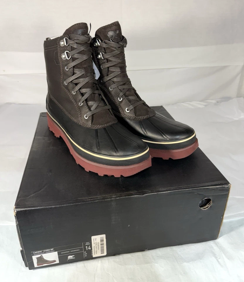 Sorel Men's Caribou Storm WP 'Blackened Brown' NM3964-205 size 14