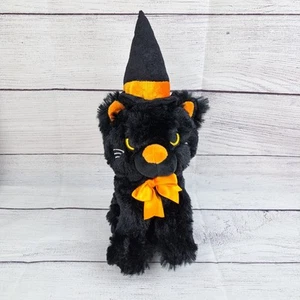 Fiesta Halloween Black Cat Vernon Wearing Witch Hat Plush Stuffed Animal Toy - Picture 1 of 13