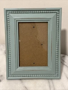 Shabby Chic Picture Photo Frame Beaded Border Cottage Green Distressed 4x6” Pic - Picture 1 of 13