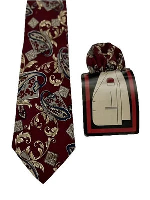 Vintage Men’s Tie Paisley W/ Matching Pocket Square HaggarUSA  Polyester - Image 1 of 4