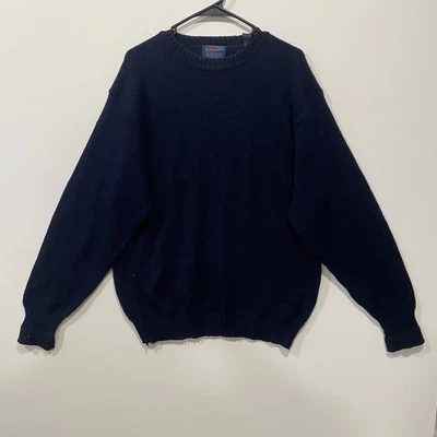 Pendleton Shetland 100% Pure Virgin Wool Crewneck Sweater Navy Blue Men L - Image 1 of 4