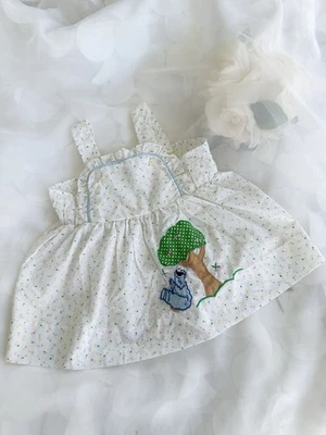 Винтажное платье для девочки 80-х Улица Сезам размер 1 COOKIE MONSTER качели  - Изображение 1 из 4