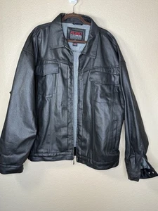 FUBU jacket Mens Sz Xxxl Black Coated Denim Hip Hop Streetwear Y2K Vtg 90s Style - Picture 1 of 11