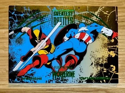 FLEER ULTRA WOLVERINE GREATEST BATTLES GREEN VARIANT MINT! GB-14 CAPTAIN AMERICA - Image 1 of 2