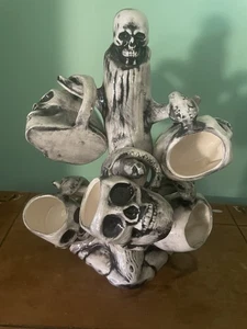 Tazas de café de cerámica de Halloween calaveras árbol vintage de 14 pulgadas de alto astilladas - Imagen 1 de 12