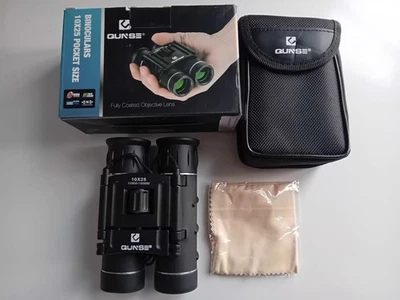 QUNSE Mini Pocket Small Binoculars,10x25 Bird Watching Compact Folding Binocular - Image 1 of 4