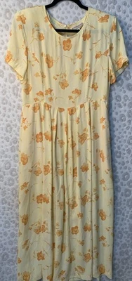 Coldwater Creek Maxi Dress Womens Sz 12 Yellow Floral Vintage Foto 1 de 4