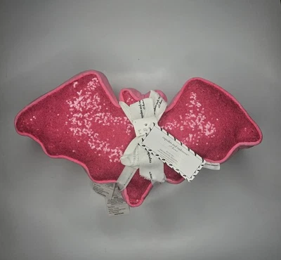 2 Cupcakes & Cashmere Halloween 20” Sequin Iridescent Bat Plush Pillows Pink - Image 1 of 4