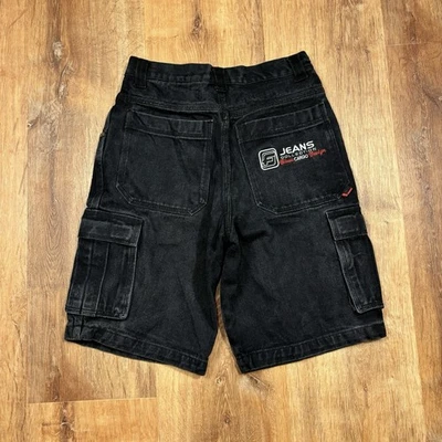 Vintage Fubu Jeans Shorts Black Denim Embroidered Jorts Jean Shorts Boys 12 Y2K - Image 1 of 4