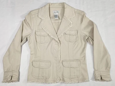 Live A Little Womens Jacket Khaki Tan Button Close Size Medium With Pockets  - Image 1 of 4