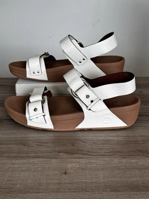 FitFlop Via Bar Urbano Cuero Blanco Toboganes Talla 10 NUEVO Foto 1 de 4