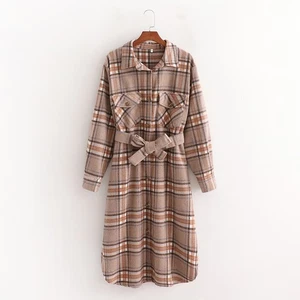 Autumn Large Profile Waist Coat Wool Plaid Long Coat Women | ShopDecimals - Picture 1 of 5