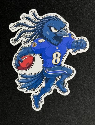 Pegatina de vinilo premium - Calcomanía de fanático de Lamar Jackson dibujos animados Raven Baltimore Foto 1 de 3