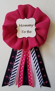 Navy Blue and Hot Pink/Fuchsia Nautical Themed Mommy to Be Baby Shower Pin - Picture 1 of 2