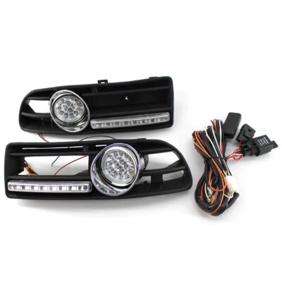 Car BUMPER GRILLE FOG LIGHT LED LAMP Fit FOR VW JETTA BORA MK4 99-04 + DRL - Image 1 of 4