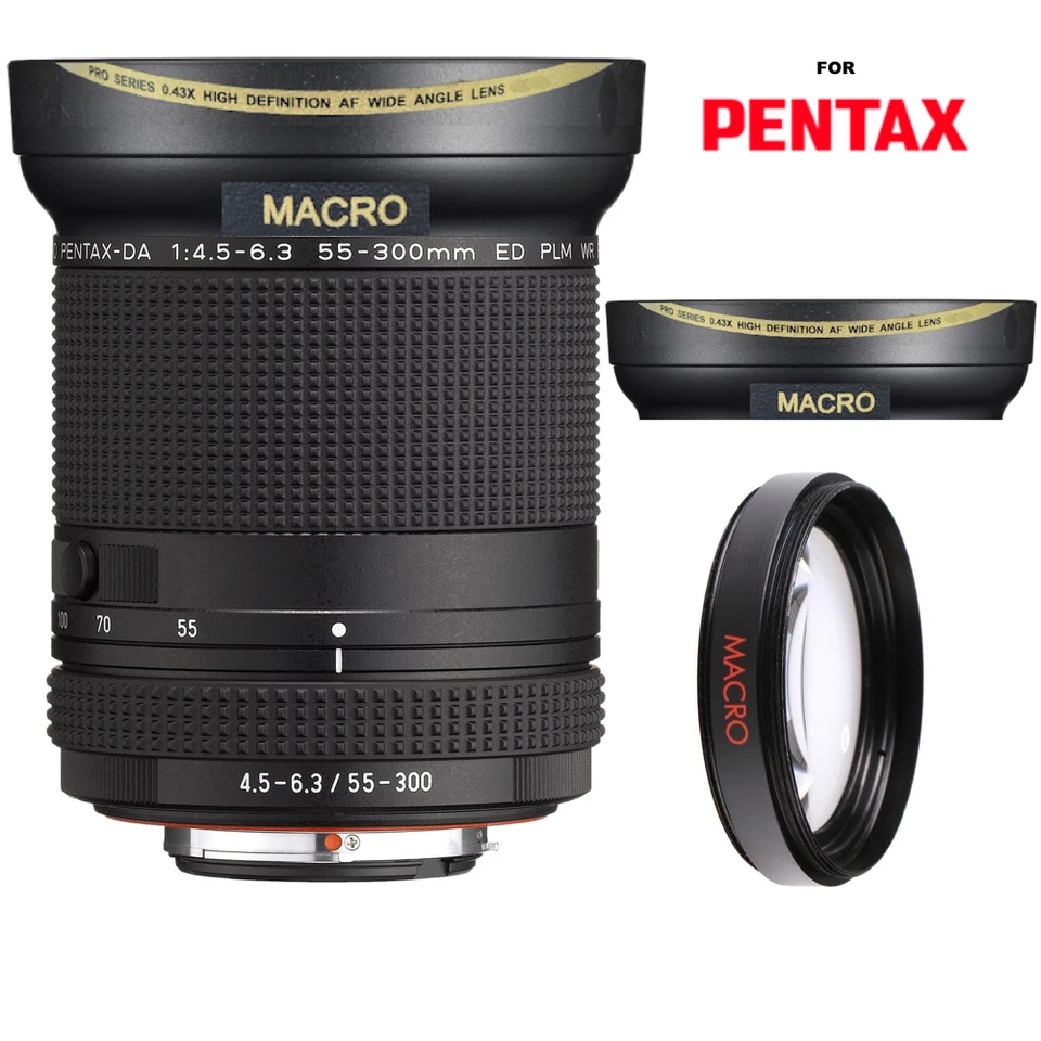 HD3 WIDE FISHEYE LENS + MACRO LENS FOR PENTAX-DA 55-300mm f/4.5-6.3 ED PLM WR  - Image 1 of 4