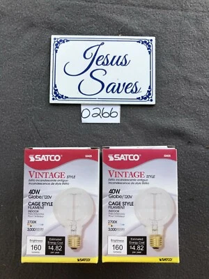 2- Satco 40w G25 Vintage Bulb S2425       0266 - Image 1 of 2