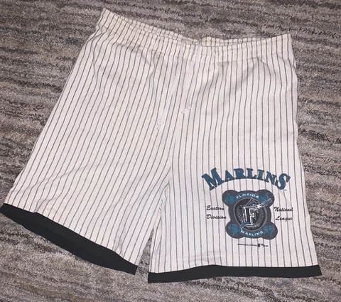 Florida Marlins Pinstripe American Belles Drawstring Shorts Men L Cover
