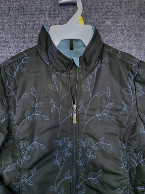 Eddie Bauer Mujer Grande Marrón Manga Larga, Azul Bordado y Aislamiento Cremallera Completa Foto 1 de 4