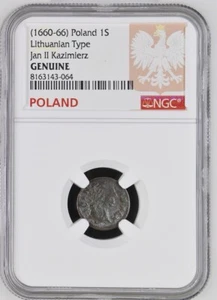 1660s Poland-Lithuania Szelag Litewski 1S Jan II Kazimierz Waza - NGC Genuine - Picture 1 of 2