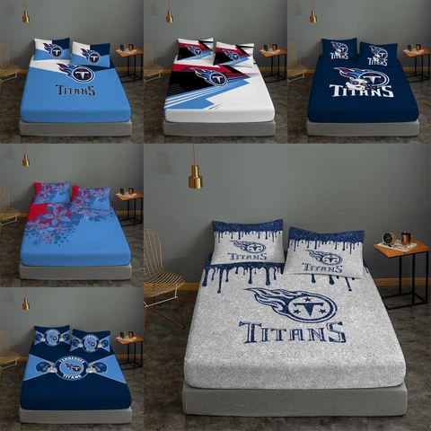 Tennessee Titans Fitted Sheet Lightweight Bed Sheet Pillowcase Set Bedroom Gifts Cover