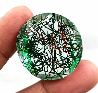 Green Rutilated Quartz 92 Ct Certified Oval Cut Loose Gemstone 31x30mm 4SUT - Image 1 of 4