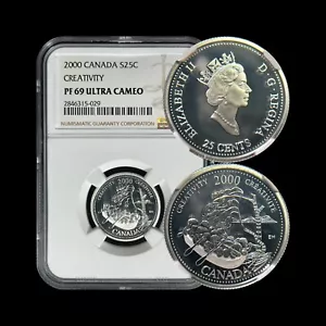 CANADA. 2000, 25 Cents, Silver - NGC PF69 - Millennium, Creativity, Art - Picture 1 of 5