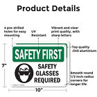 (2 pack) lunettes de sécurité requises avec symbole OSHA sécurité premier signe décalcomanie métal