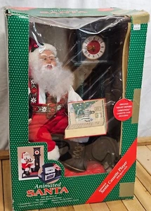 Animated Santa Music Player w/ Quartz Clock & Cassette Tape Large Decor Vtg 1994 - Picture 1 of 19