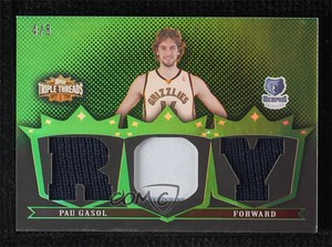 2007-08 Topps Triple Threads Triple Relic Emerald /5 Pau Gasol #TTR-40 HOF
