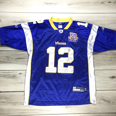 Minnesota Vikings Percy Harvin #12 Jersey Adult XL Reebok Onfield Stitched 50th Cover