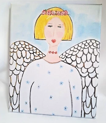 Blonde Angel Wall Art Giclee  Canvas 8x10 Signed Art Print  Winged Angel decor - Image 1 of 4