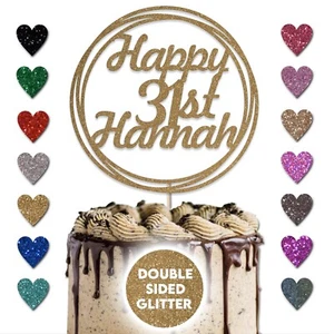 Personalised Happy Birthday Cake Topper Any Age Any Name 16 18th 21st 30th 50th - Picture 1 of 20