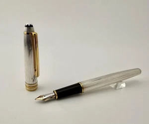 NOS Montblanc Meisterstuck Solitaire No.144 Sterling Silver Fountain Pen 18K Nib - Picture 1 of 24