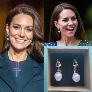 Princess Catherine Chunky Knot Faux Baroque Pearl Earrings,replikate,royal,gift - Picture 1 of 18