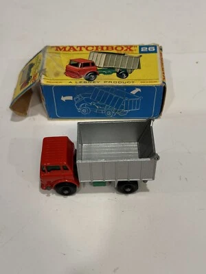 Matchbox Series Lesney 26 GMC Tipper Truck Red Silver Green Windows Tape On Box - Image 1 of 4