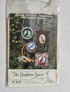Birds of the Seasons Puff Applique Patterns Robin Bluebird, Gingham Goose - Picture 1 of 6