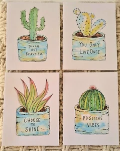 Cards X 4 Set, Cactus Succulents - Picture 1 of 10