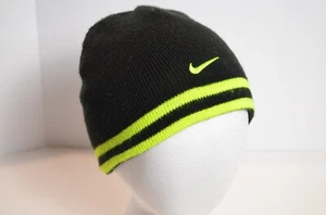 Nike Youth Boys Reversible Knit Beanie Black Neon Yellow One Size OSFM Cap - Picture 1 of 10