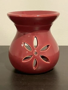 BNEW MAROON BURGUNDY CERAMIC OIL BURNER WAX CANDLE MELT BONUS PK WAX MELTS - Picture 1 of 3