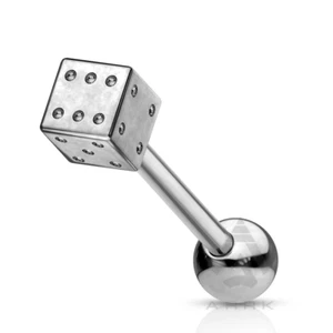 Dice Tongue Bars 316L Surgical Steel Barbell - Picture 1 of 4
